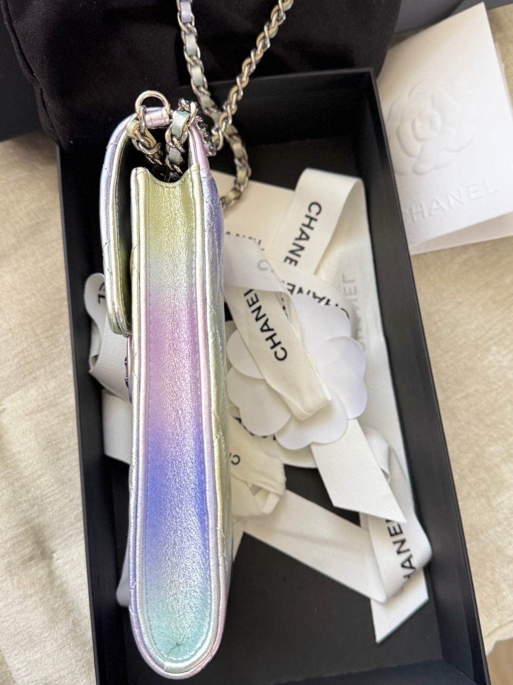 CHANEL Pastel Iridescent Quilted Mini Crossbody Phone Bag - Picture 3 of 9
